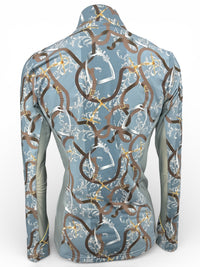 Arista Equestrian Elegance Mesh 1/4 Zip Sun Shirt - Light Verdigris Blue / Size XS