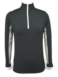 The Tailored Sportsman Women's Long Sleeve IceFil Zip Shirt - Black / Pink - Size Small