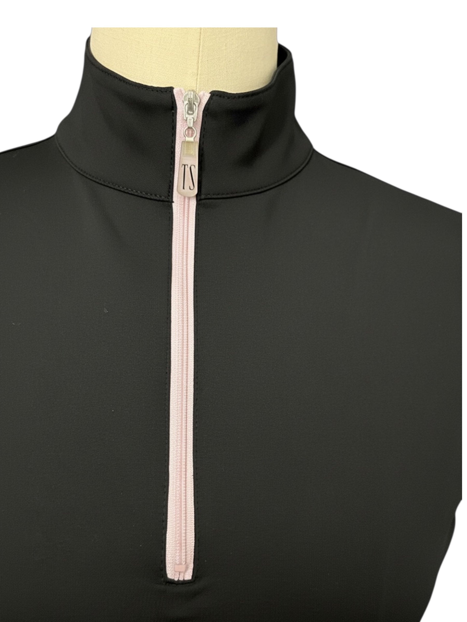 The Tailored Sportsman Women's Long Sleeve IceFil Zip Shirt - Black / Pink - Size Small