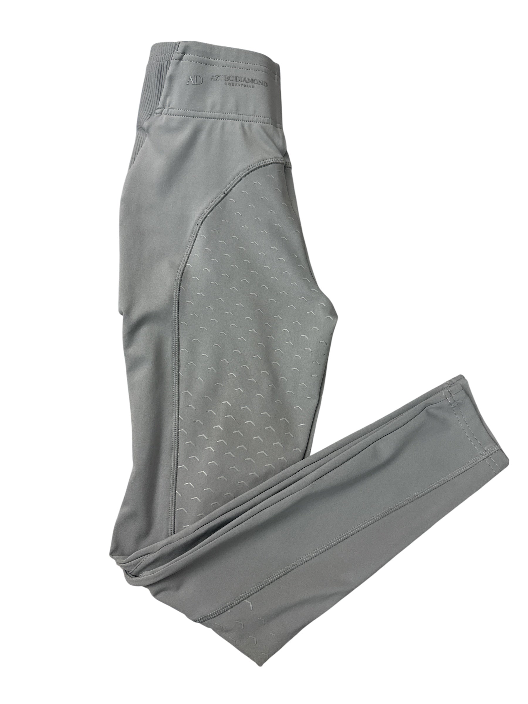 Aztec Diamond Core Riding Leggings Full Seat Grip - Light Silver Grey / Size Small