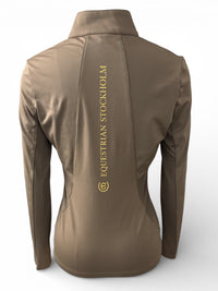 Equestrian Stockholm Long Sleeve Shirt Gold Zipper - Champagne Brown /  Size Small