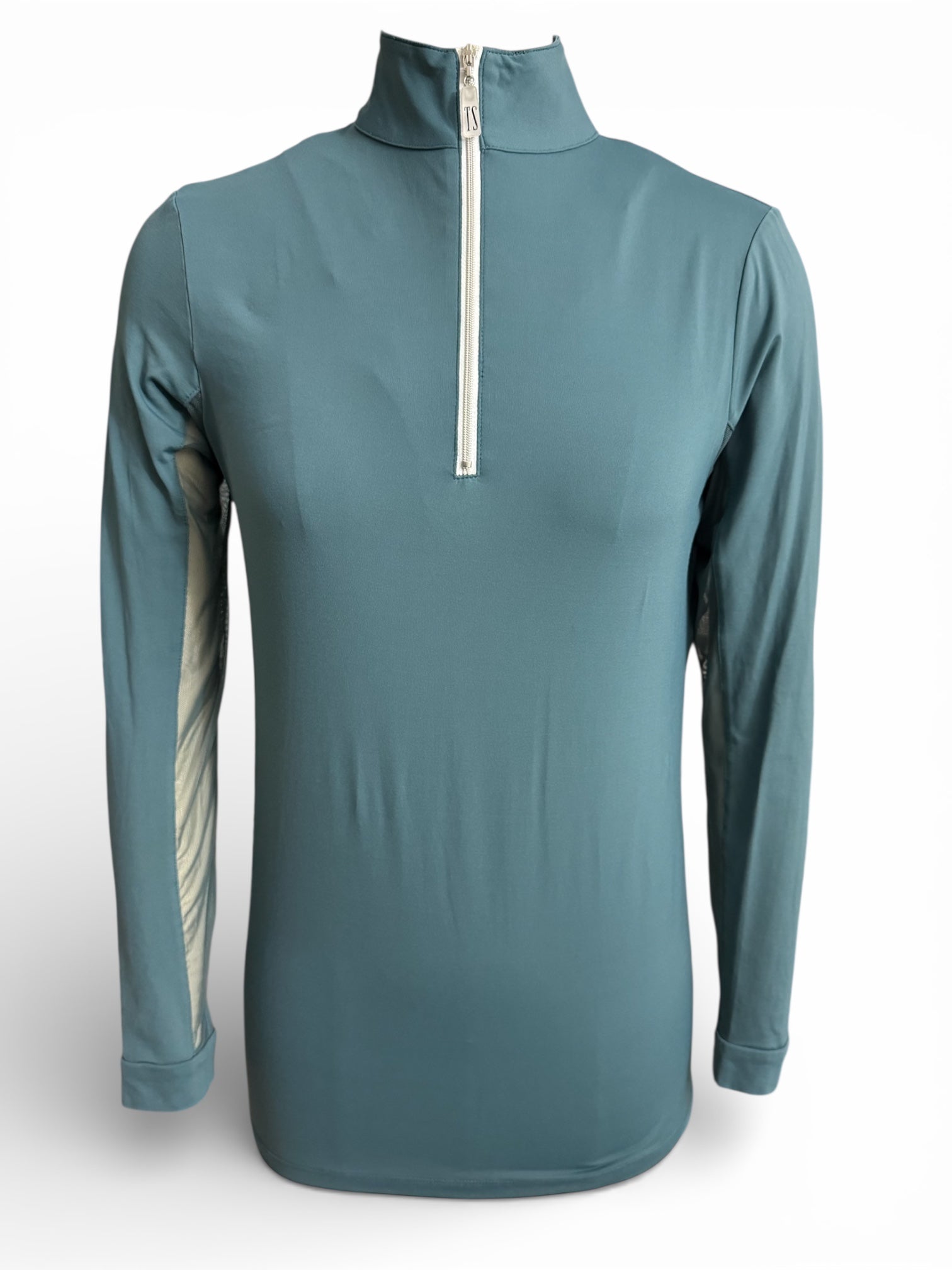 The Tailored Sportsman Women's Long Sleeve IceFil Zip Shirt -Teal / White - Size Small