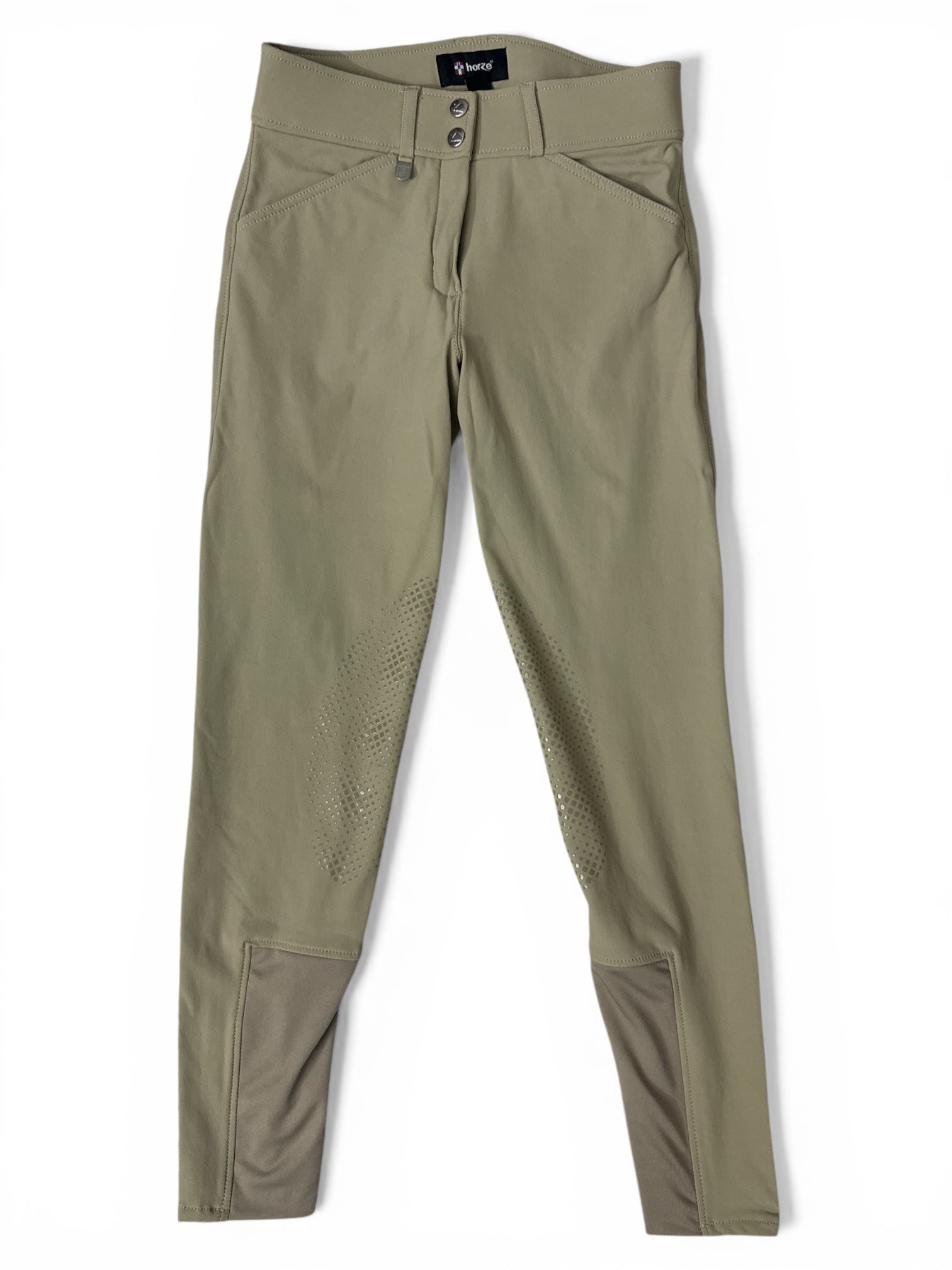 Horze Grand Prix Silicone Knee Patch Breeches - Tan / Size US 24
