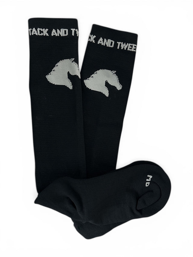 Tack and Tweed Unisex Riding Socks - Black / Light Grey