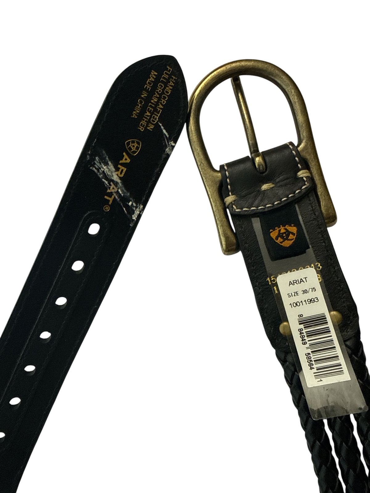 Ariat Braided Leather Belt - Black / Size S (30 / 75 CM)  NEW