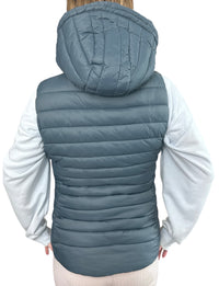LeMieux Rose Hooded Puffer Gilet / Vest - Petrol Size US 4  (EU 36)