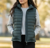 LeMieux Rose Hooded Puffer Gilet / Vest - Petrol Size US 4  (EU 36)