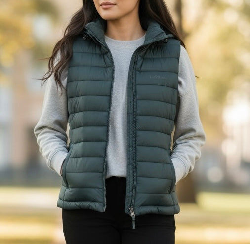 LeMieux Rose Hooded Puffer Gilet / Vest - Petrol Size US 4  (EU 36)