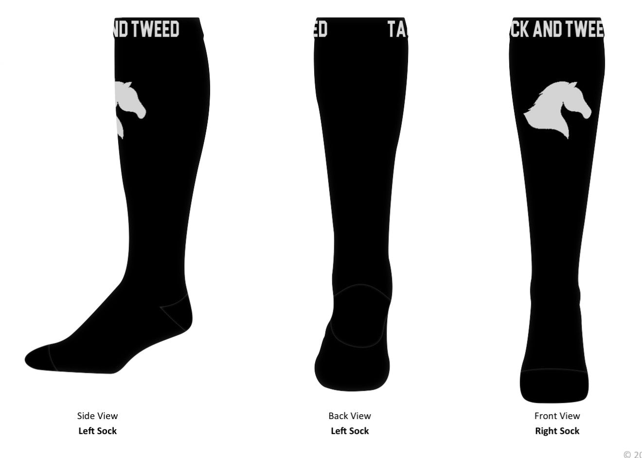 Tack and Tweed Unisex Riding Socks - Black / Light Grey