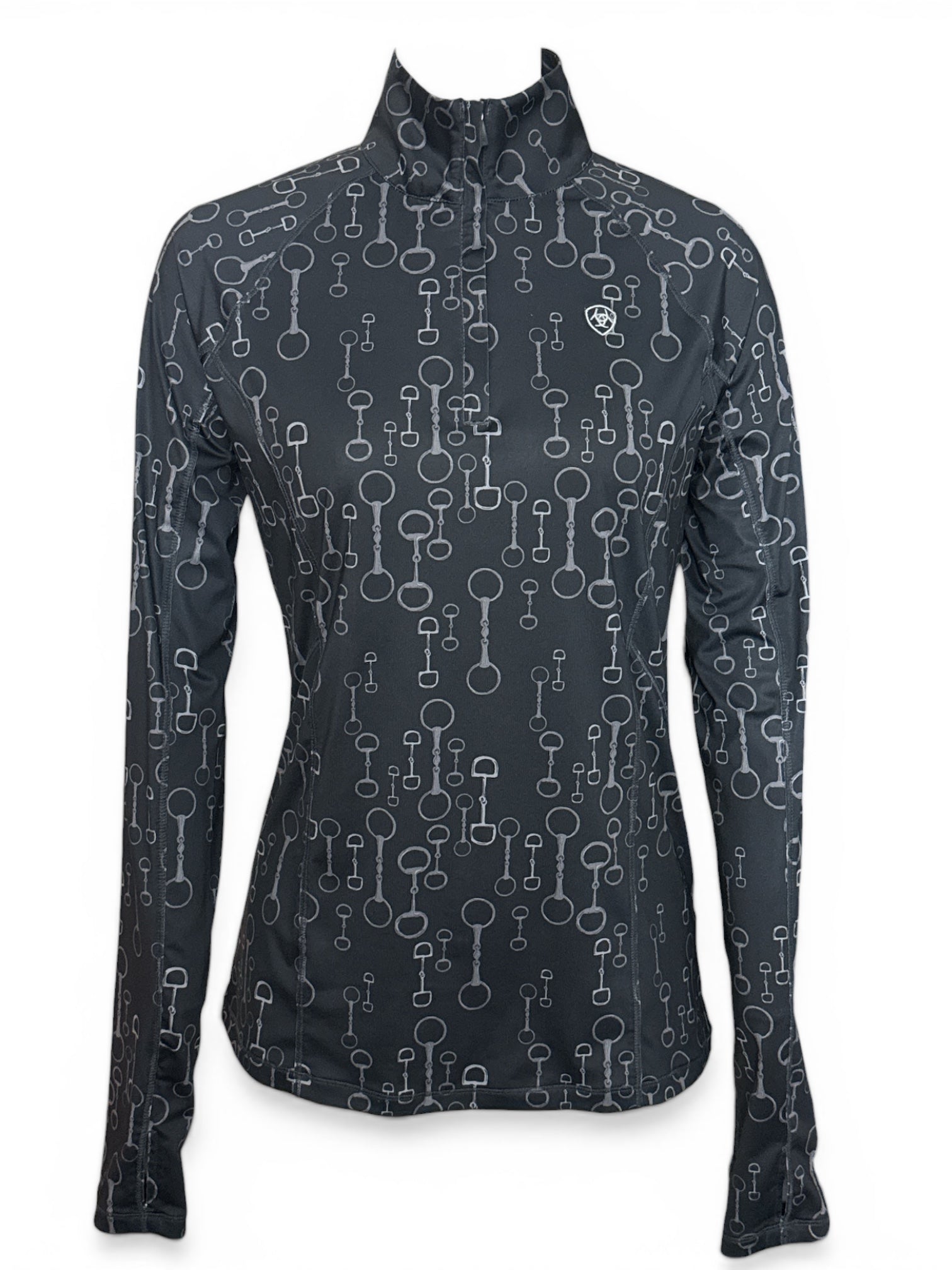 Ariat Lowell 2.0 1/4 Zip Shirt - Black Bit Print / Size Medium