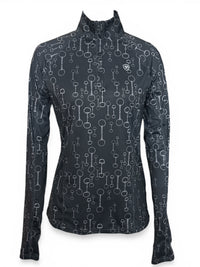 Ariat Lowell 2.0 1/4 Zip Shirt - Black Bit Print / Size Medium