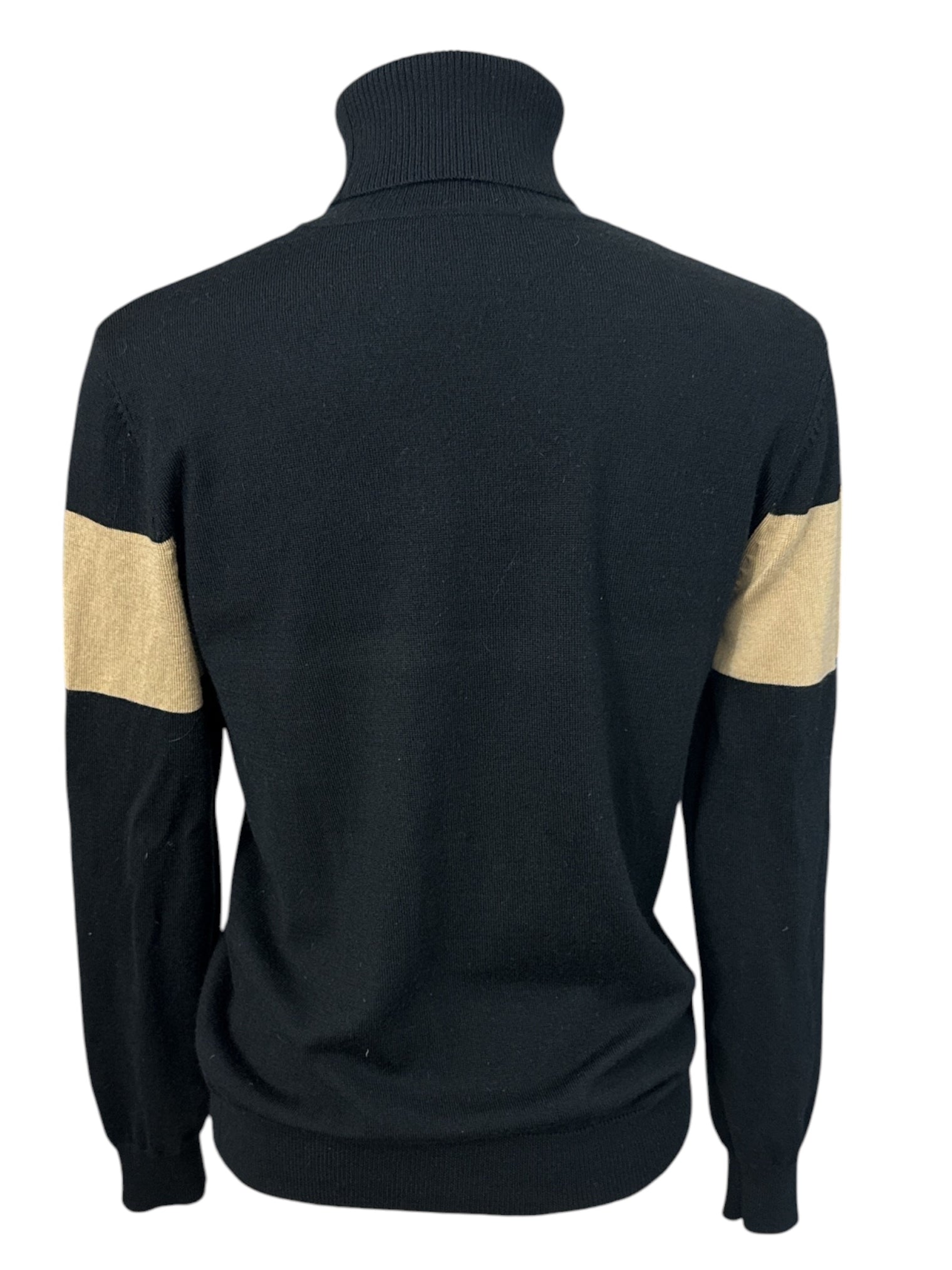 Dancing Equestrian RIDE Performance Wool Turtleneck Sweater - Black & Tan / Size Large