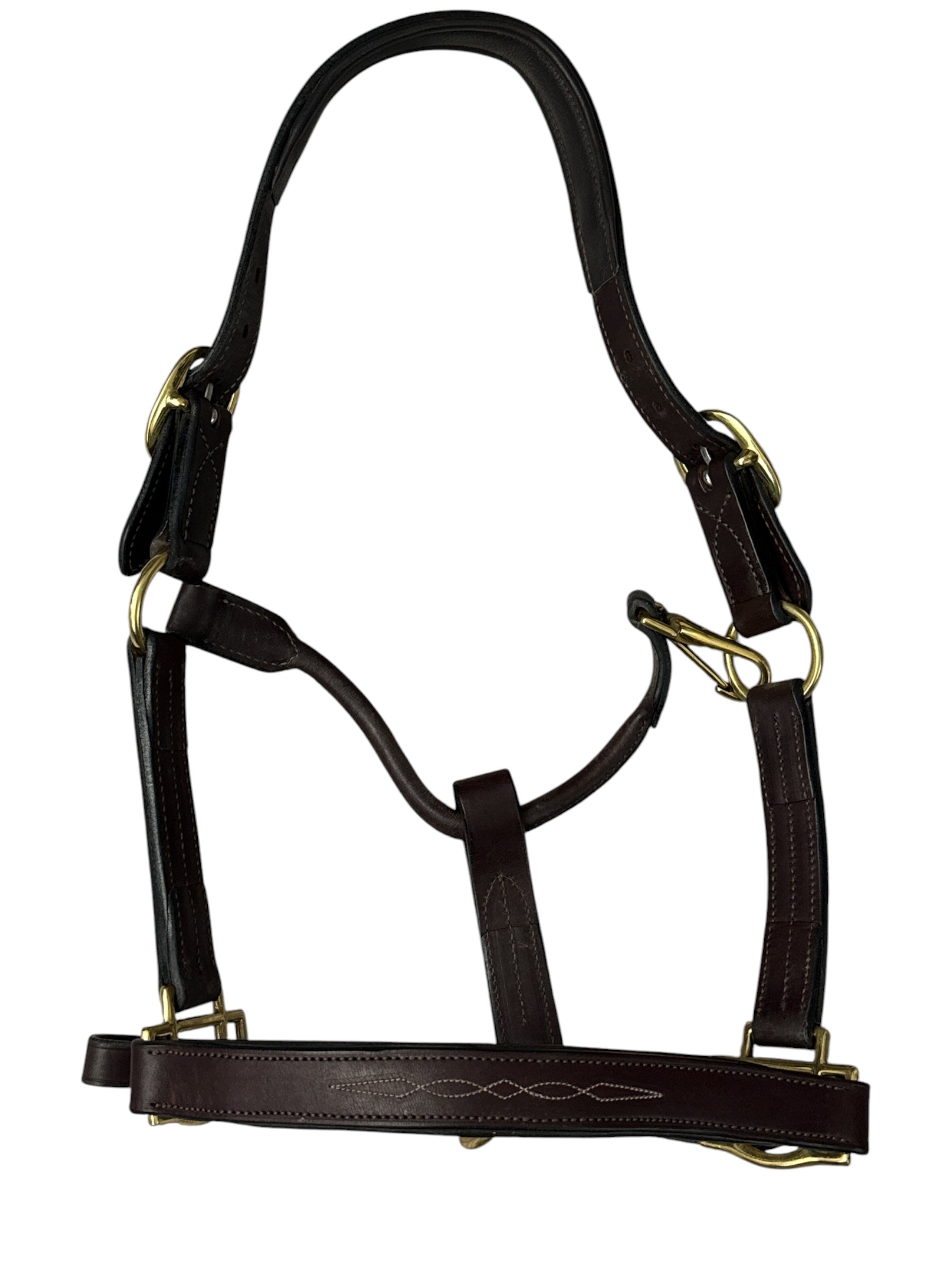 HK Americana Fancy Stitched Padded Leather Halter - Oakbark Brown / Cob
