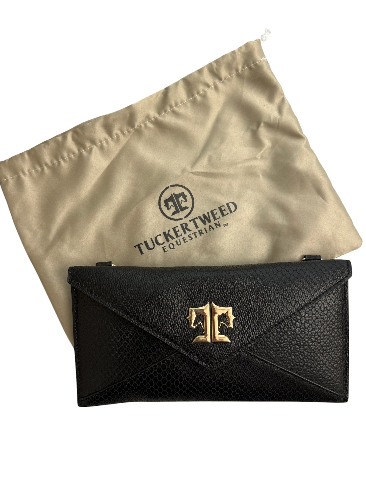 Tucker Tweed Equestrian TCor De Star Clutch - Black Lizard  NEW