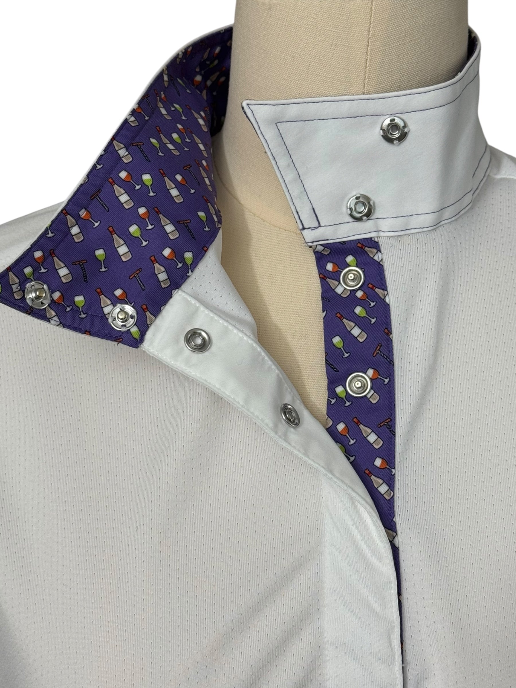 Essex Classics Talent Yarn Wrap Collar Show Shirt - White with Purple  / Size Large    NEW