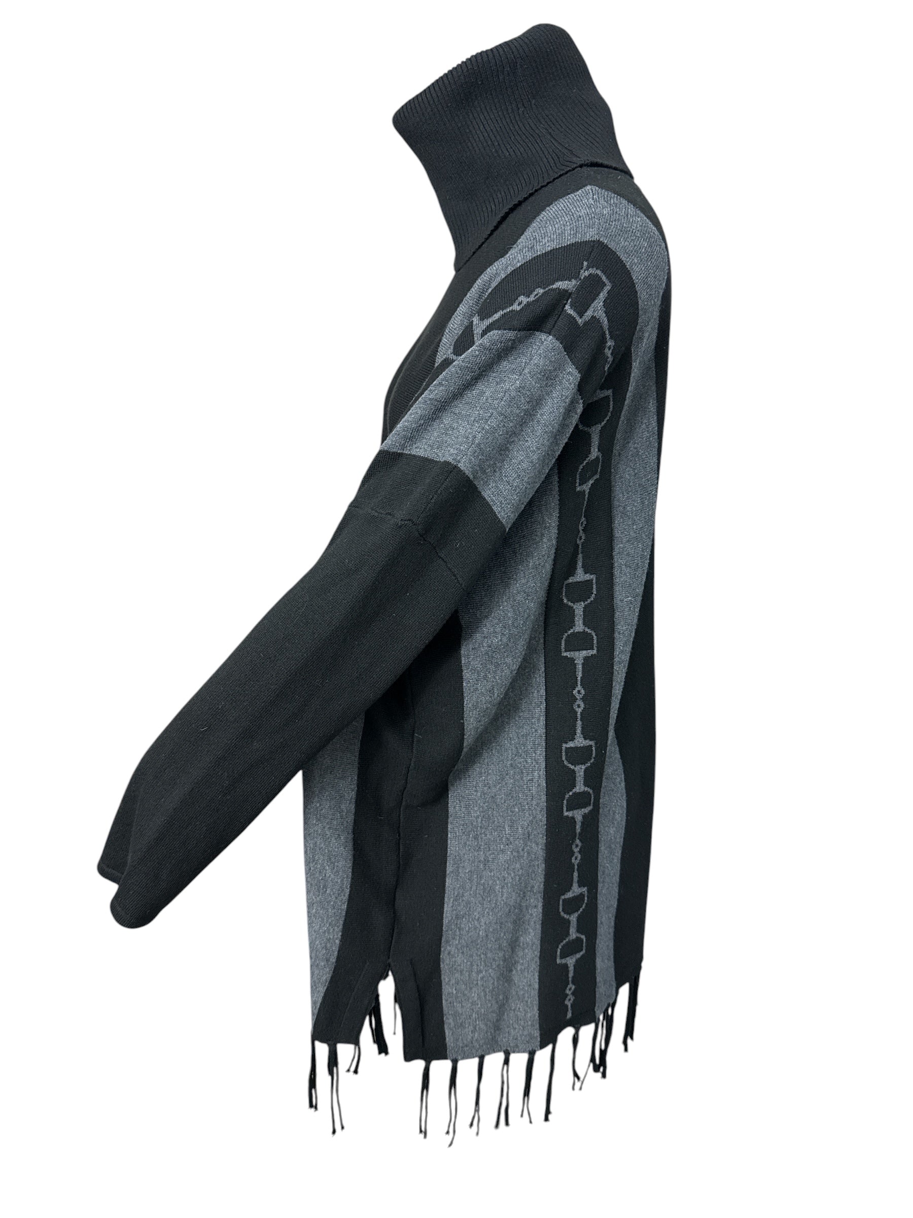 EQL by Kerrits Ladies Turtleneck Poncho Sweater Grey/Black Size - S/M