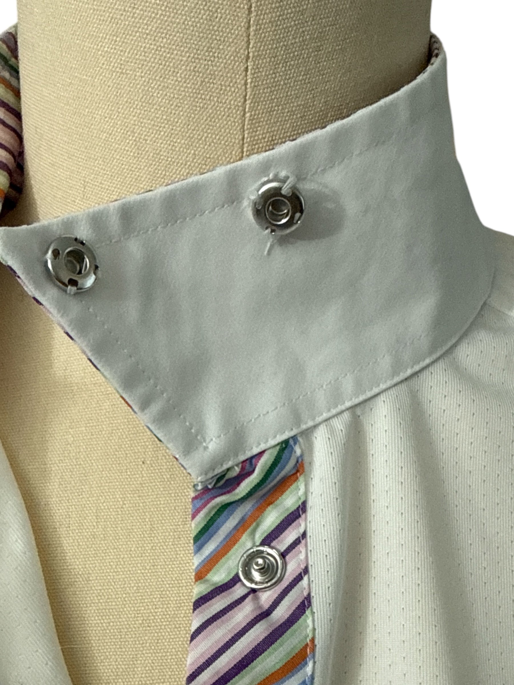 Essex Classics Talent Yarn Wrap Collar Show Shirt - White with Stripes / Size Large NEW