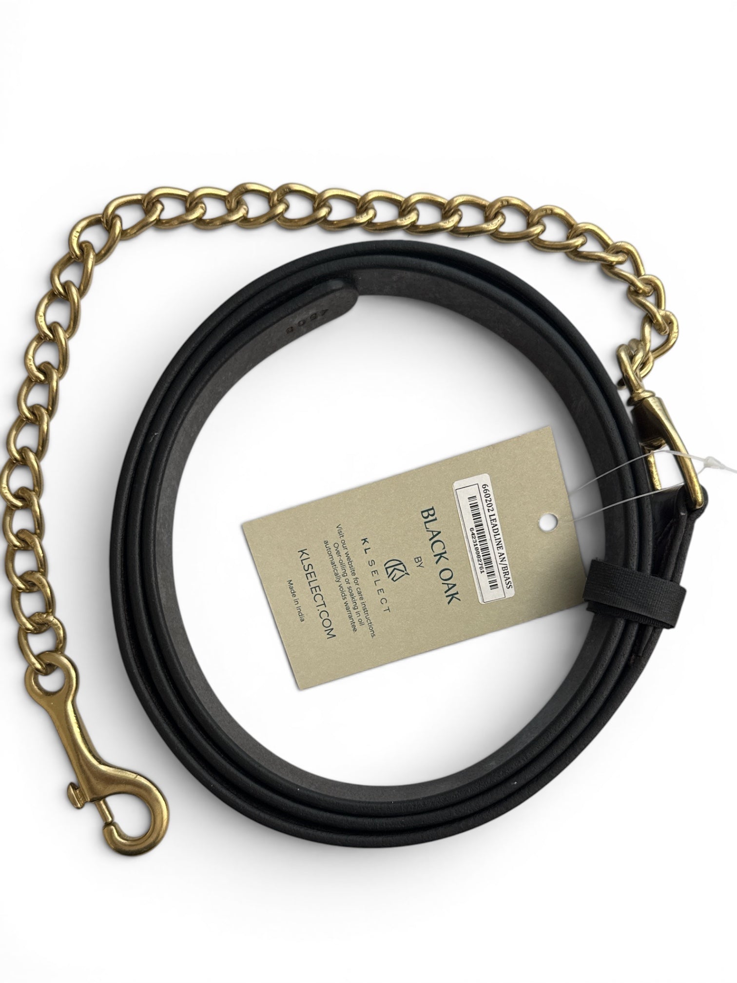 Black Oak By KL Select Lead Line - Brown Leather / Brass   NEW
