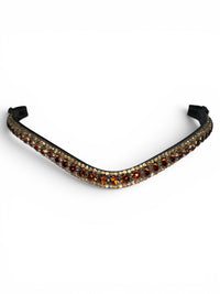PS of Sweden Topaz Crystal Browband - Brown Leather / Full Size