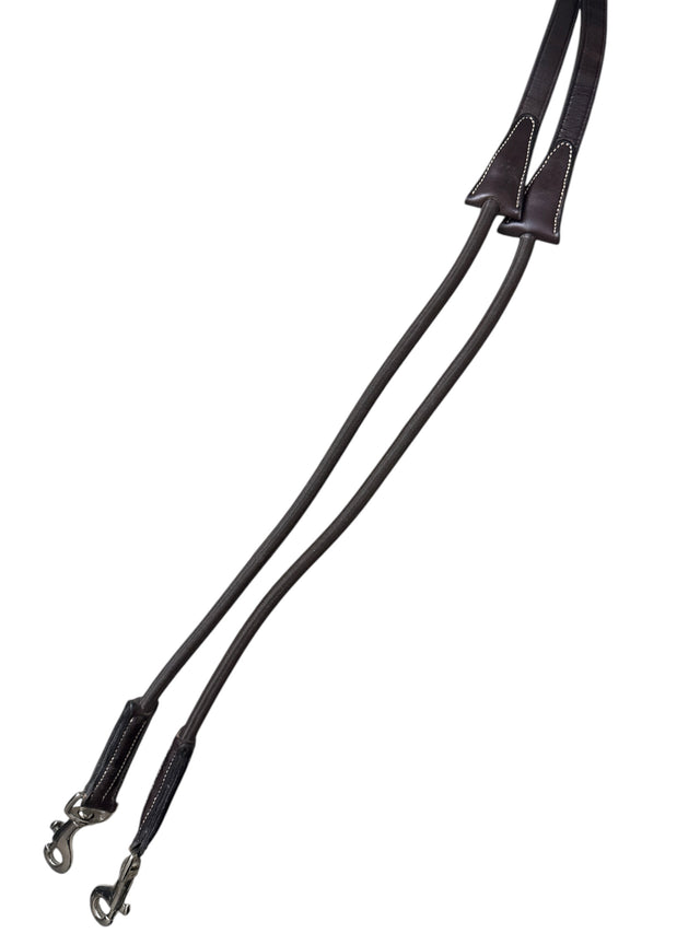 Leather Draw Reins With Elastic / Bungee Cord - Brown