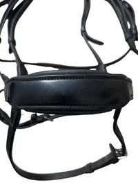 Red Barn by KL Select Arena Ergonomic Snaffle Bridle Crystal Browband - Black / Full Size