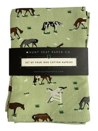 Hunt Seat Paper Co. Cotton Daydreaming Napkins - Green / Set of 4   NEW