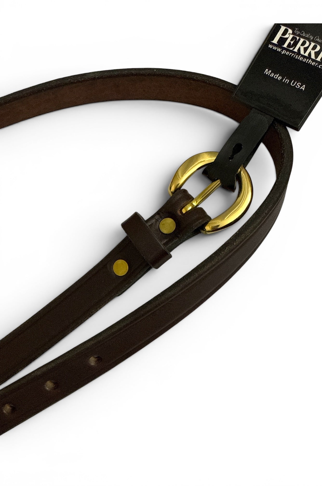 Perri's Flat Leather Belt - Brown / Size Small  NEW