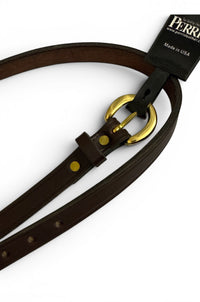 Perri's Flat Leather Belt - Brown / Size Medium  NEW
