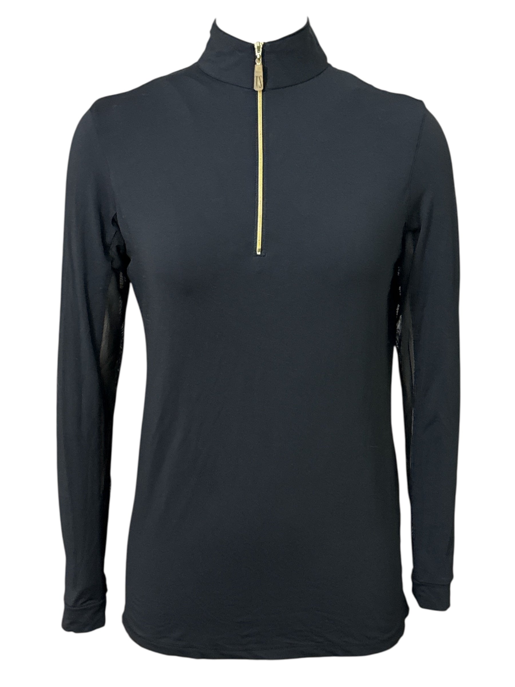 The Tailored Sportsman Women's Long Sleeve IceFil Zip Shirt -Black Gold Zipper - Size Small