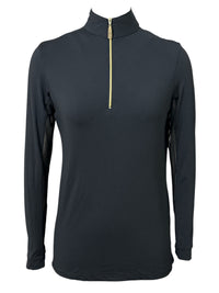 The Tailored Sportsman Women's Long Sleeve IceFil Zip Shirt -Black Gold Zipper - Size Small