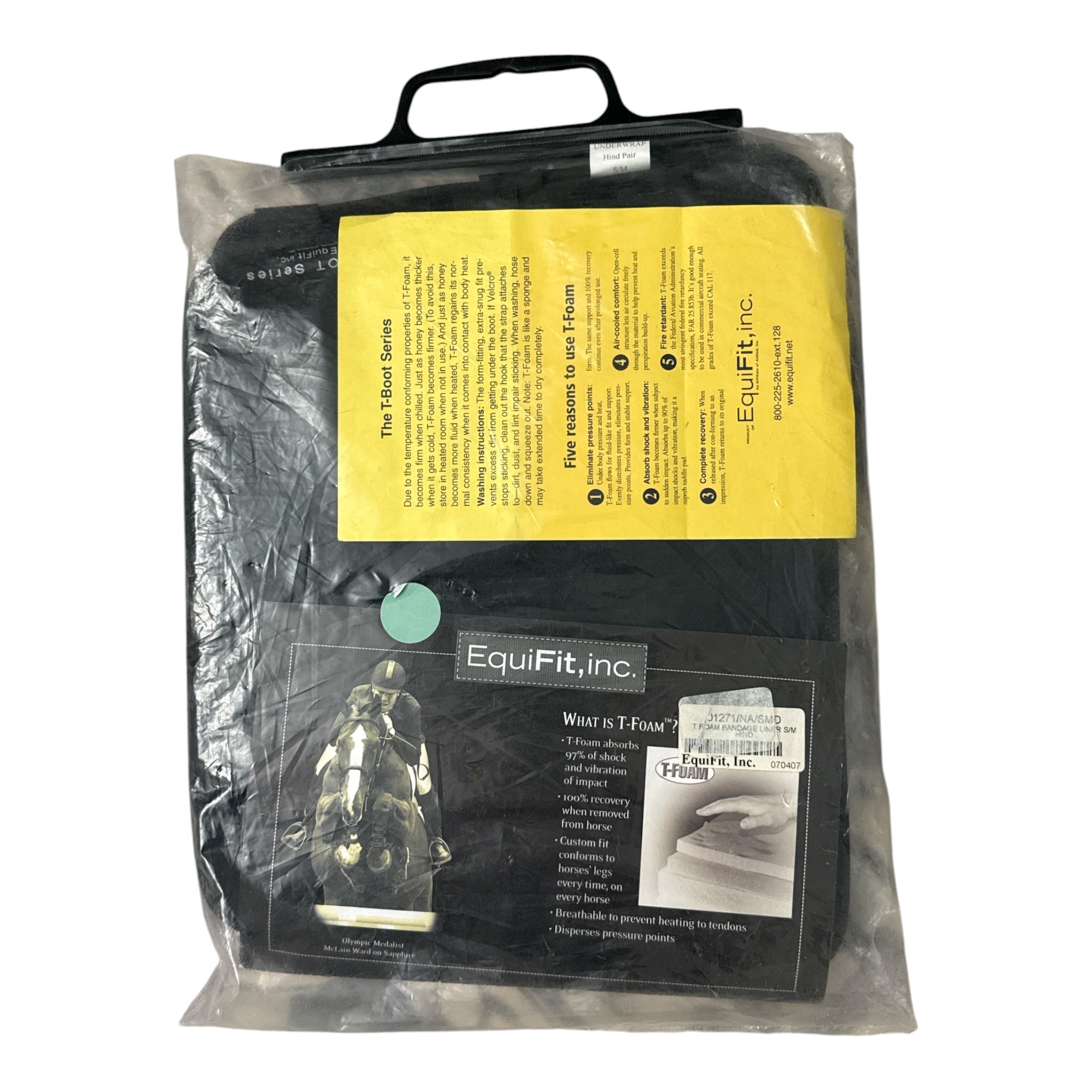EquiFit T Foam Bandage Liners - Pair of Hind - Black Size S/M   NEW