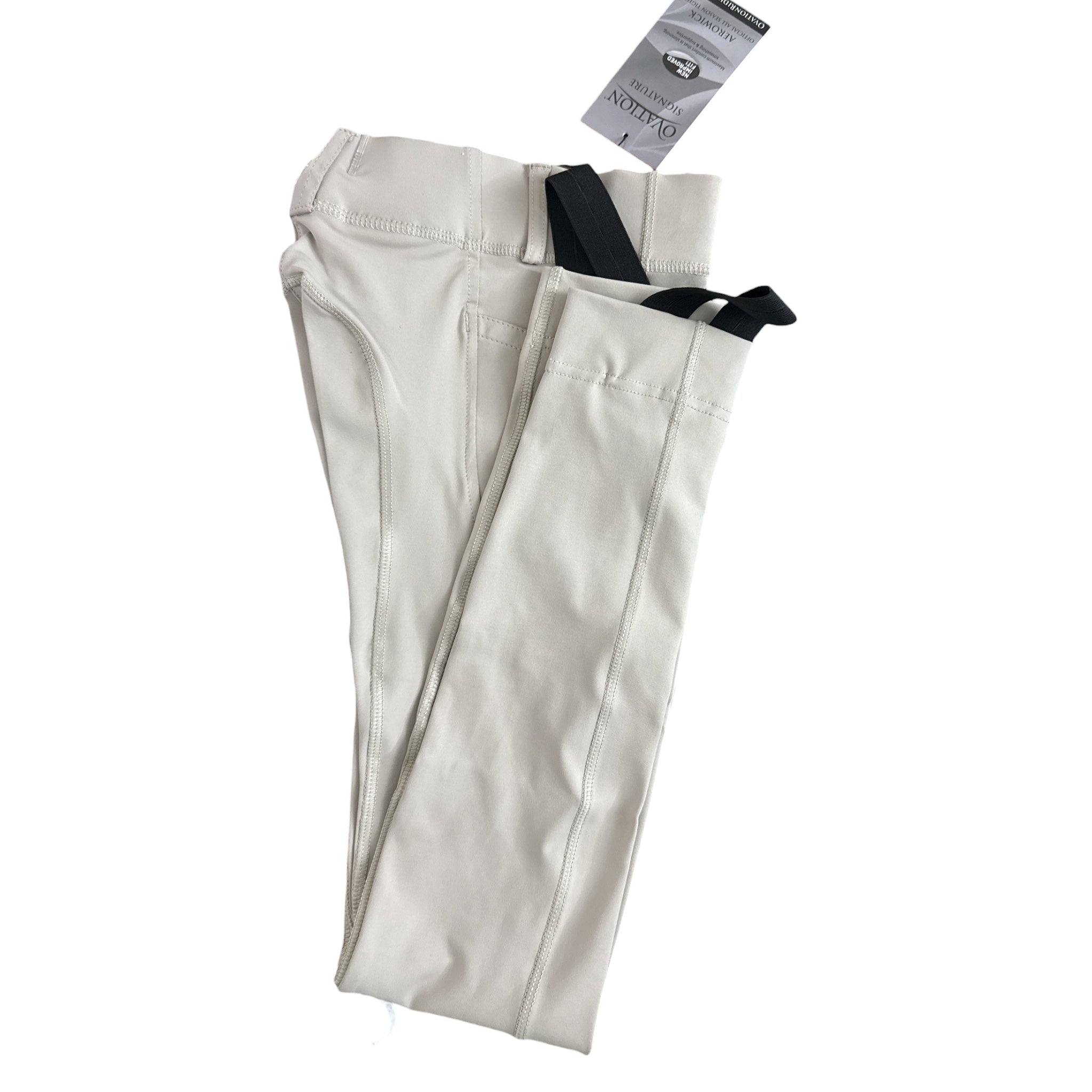 Ovation Kid''s Aerowick GripTech Knee Patch Jods  - Neutral Beige / Size Youth Medium (10)  NEW