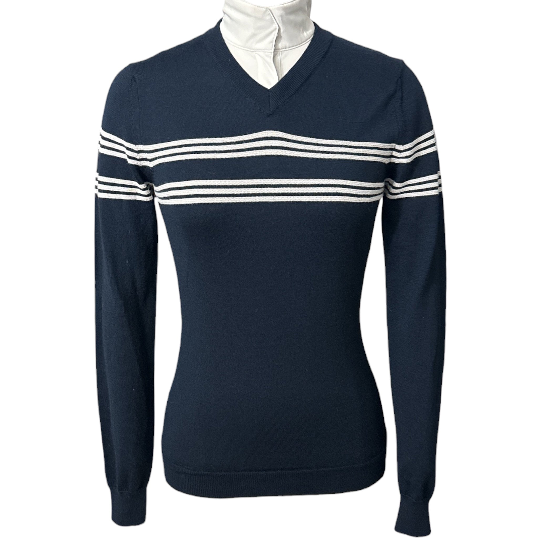 Cavalleria Toscana Women's Merino V-Neck Sweater - Navy / Size Small