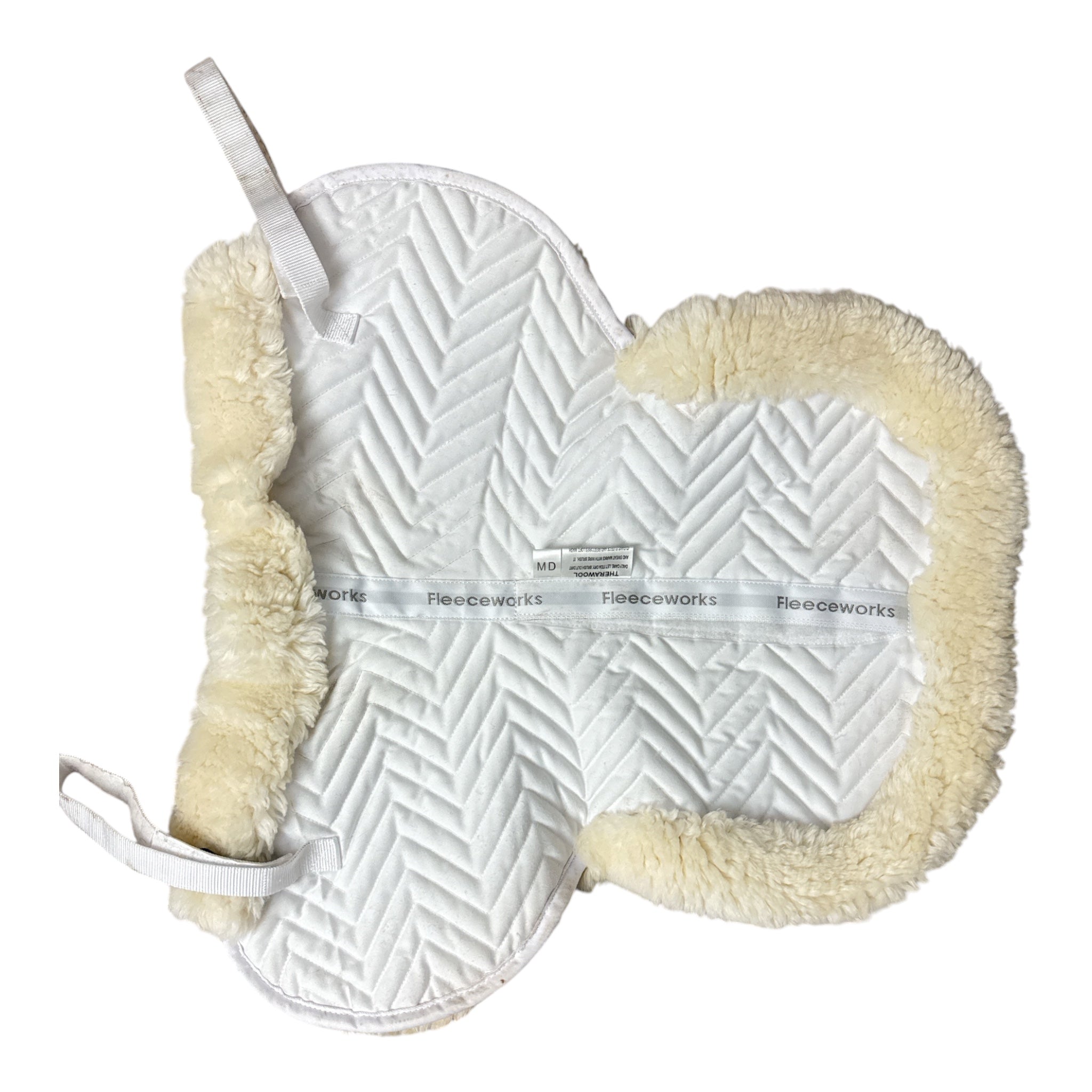 Fleeceworks Classic Half Pad with Rolled Edge - White / Size Medium
