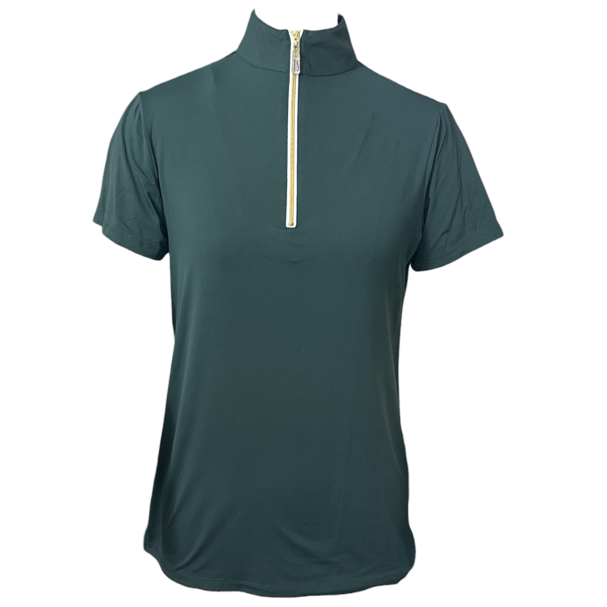 The Tailored Sportsman Women's Short Sleeve Sun Shirt - Green Gold Zipper / Size Medium