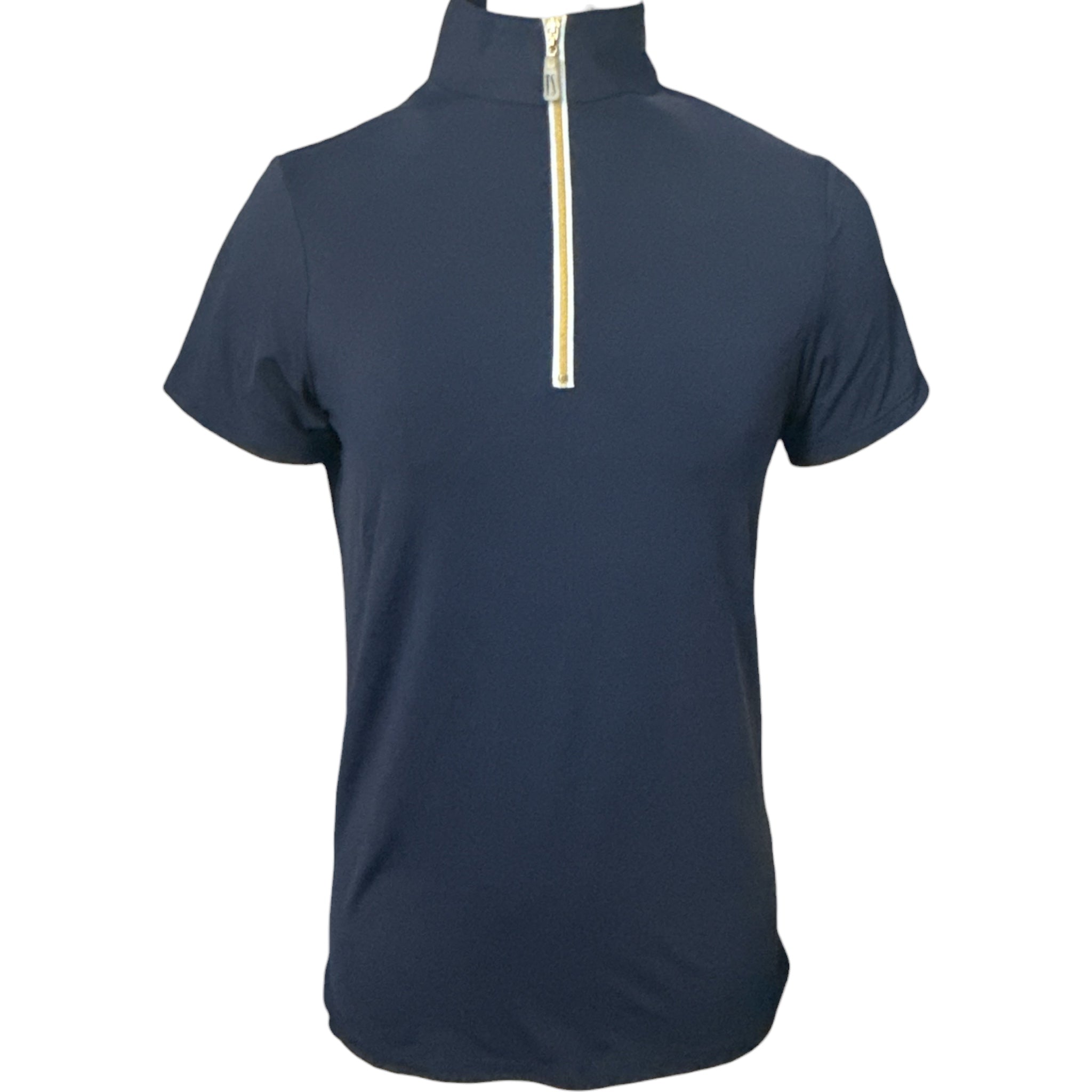 The Tailored Sportsman Women's Short Sleeve Sun Shirt - Navy Gold Zipper / Size Medium