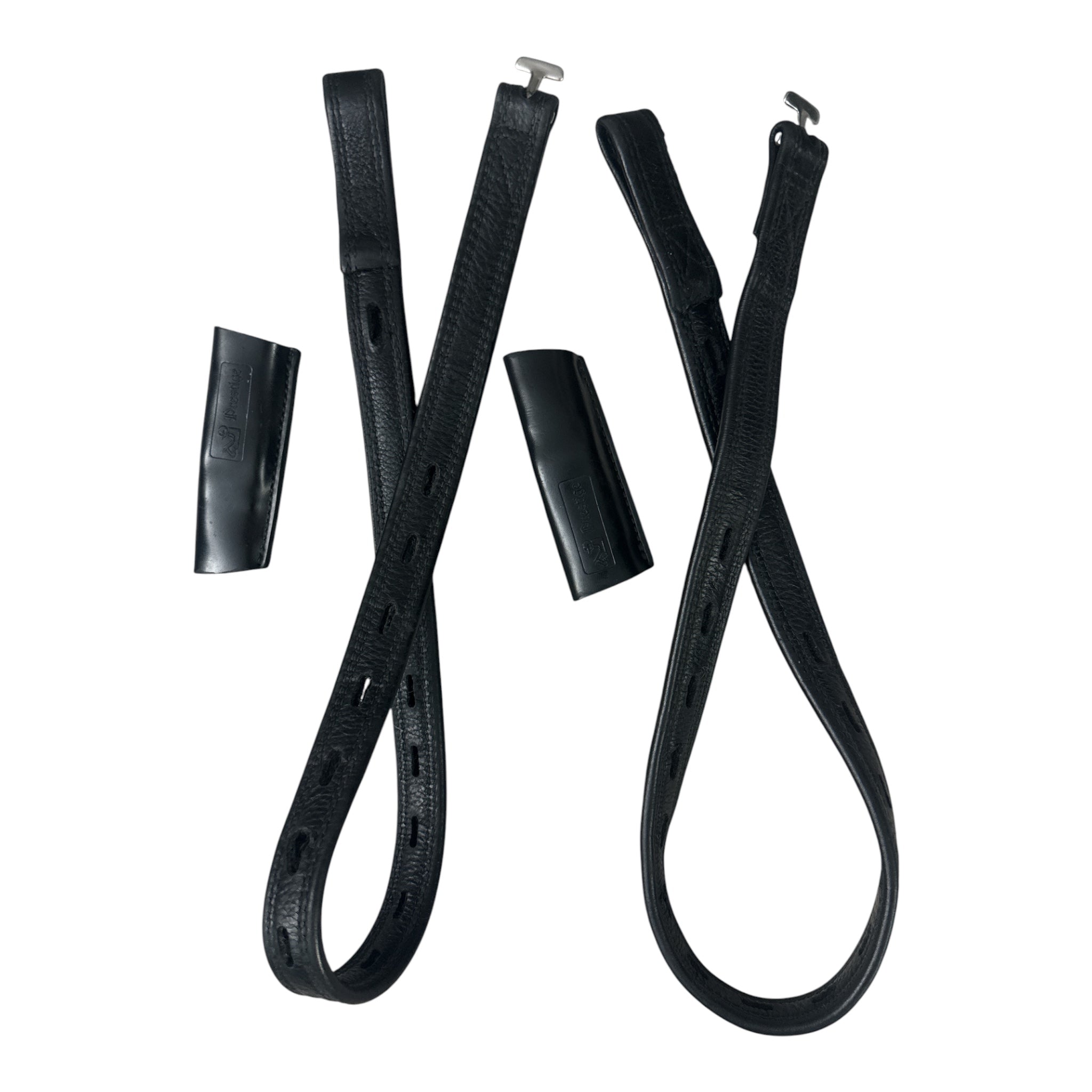 Prestige Ideal Non-Stretch Stirrup Leathers - Black / Size Medium  (75 CM)