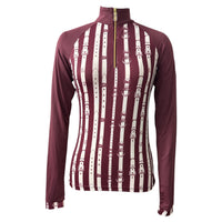 Novella Equestrian Luna Sun Shirt Top - Burgundy / Size XXS