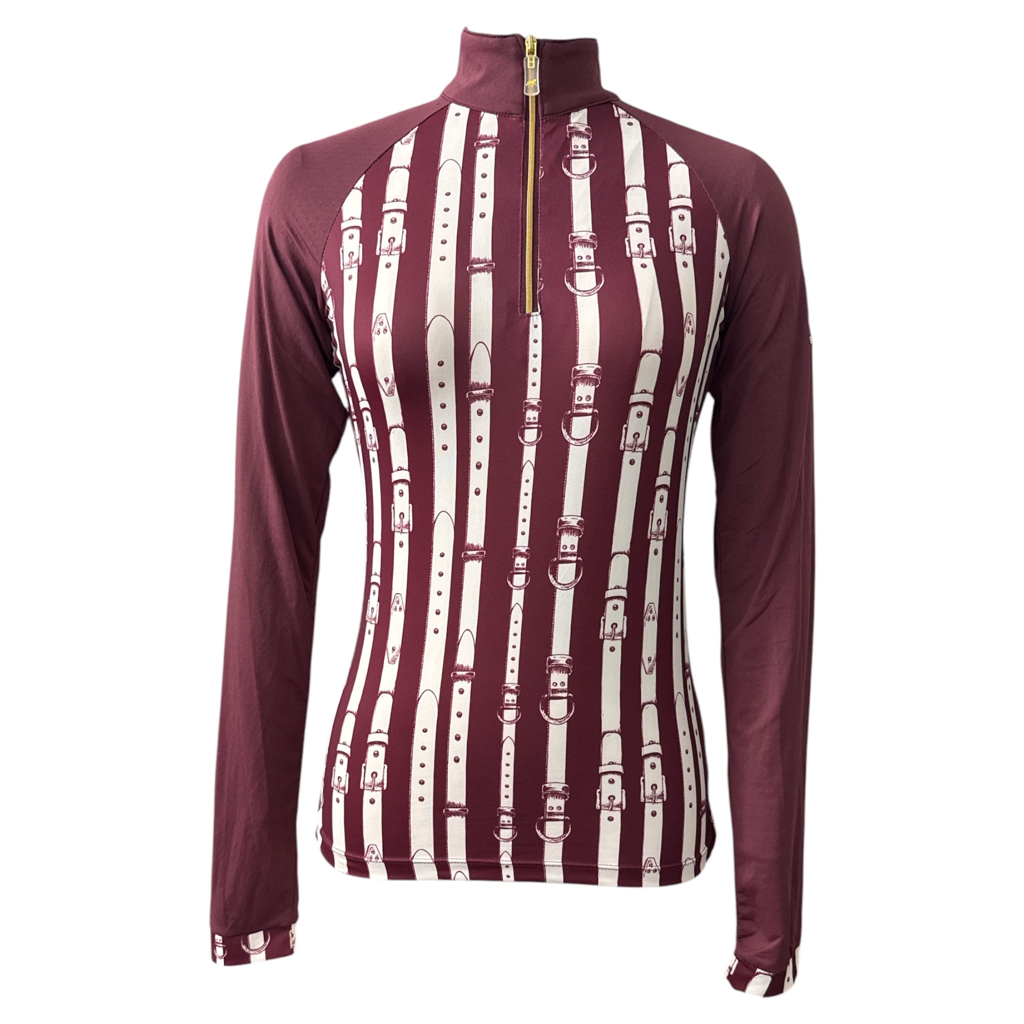Novella Equestrian Luna Sun Shirt Top - Burgundy / Size XXS