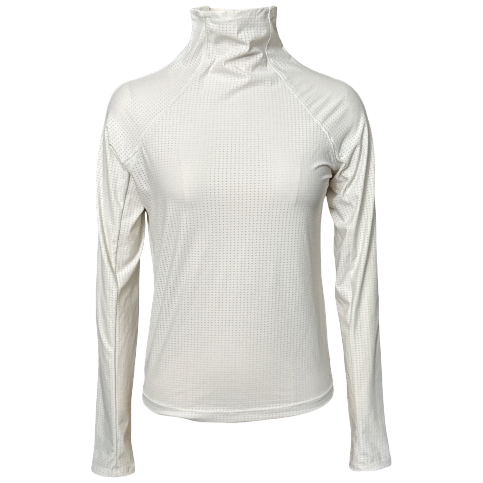 CALIA Women's Mesh Perforated Long Sleeve Top - Cream / Off White - Size XS