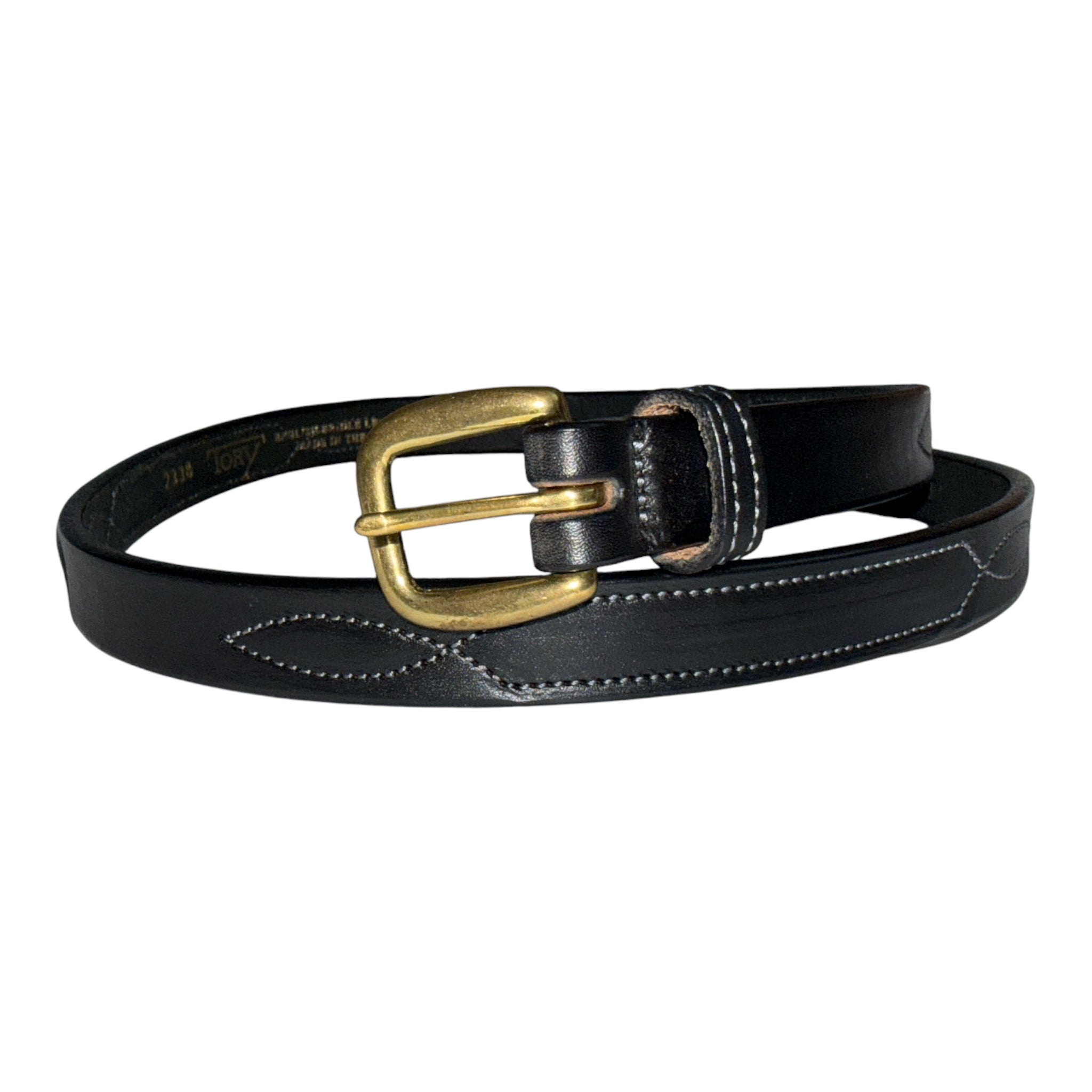 Tory Leather Fancy Stitch Belt - Black / Size 34  NEW