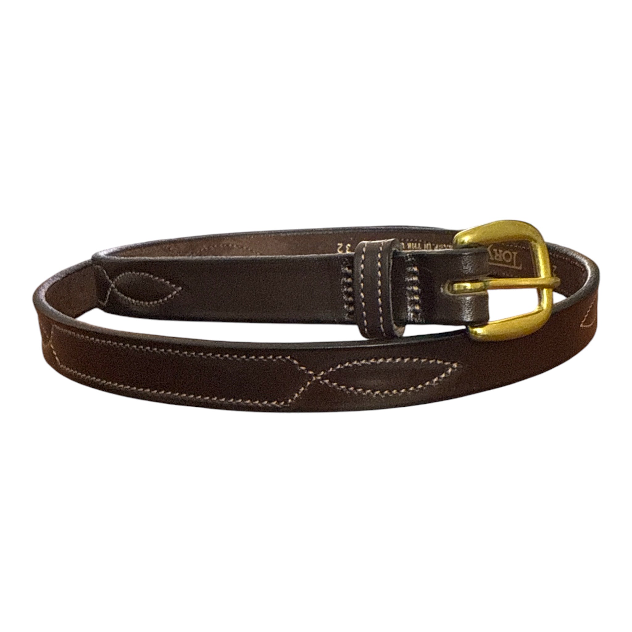 Tory Leather Fancy Stitch Belt - Havana Brown / Size 32  NEW