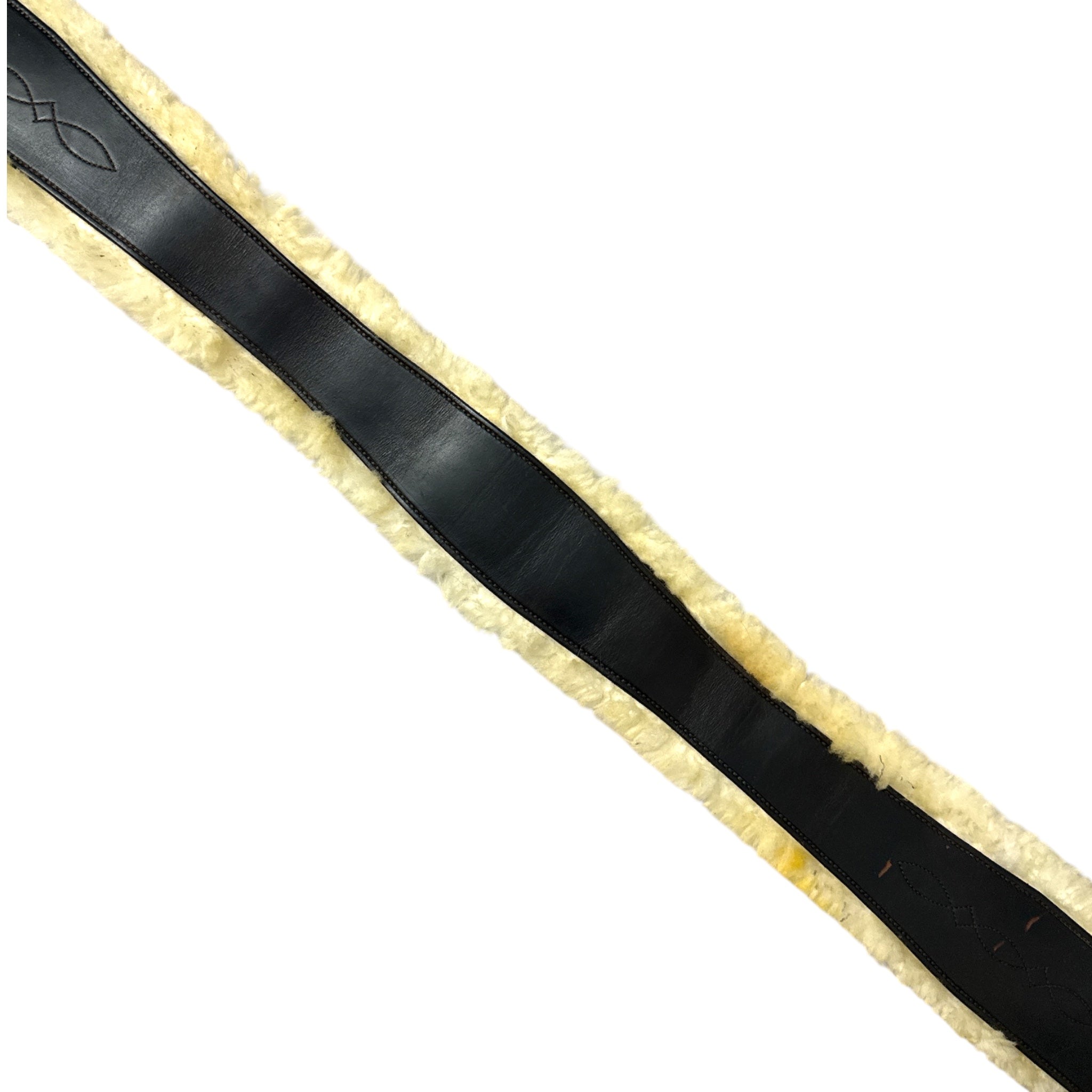HPF Leather Fancy Stitch Girth with Removable Sheepskin - Dark Brown / Size 56"