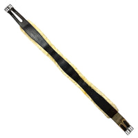 HPF Leather Fancy Stitch Girth with Removable Sheepskin - Dark Brown / Size 56"