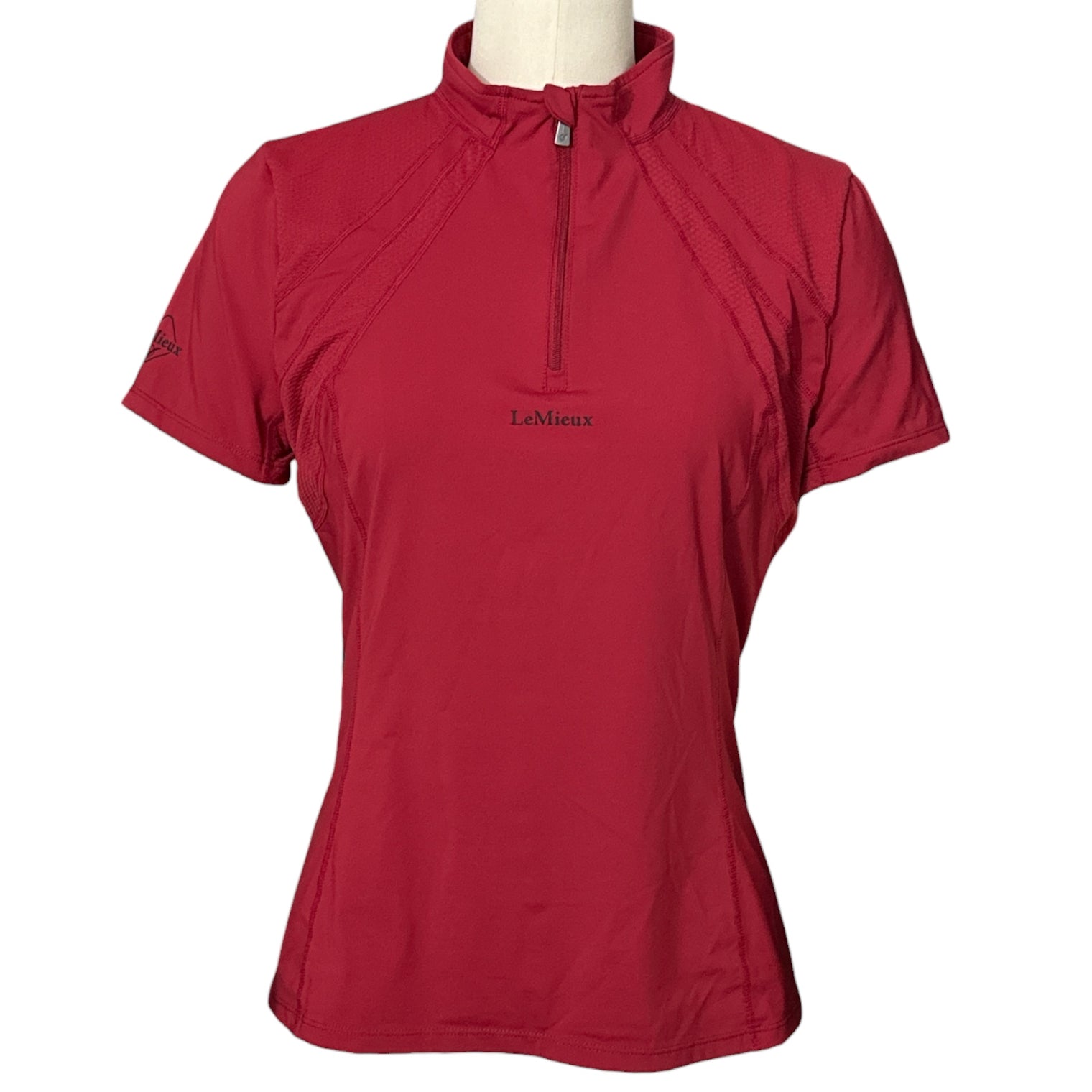 LeMieux Mia Mesh Short Sleeve Shirt - Berry Red/ Size US 8 (EU 40)