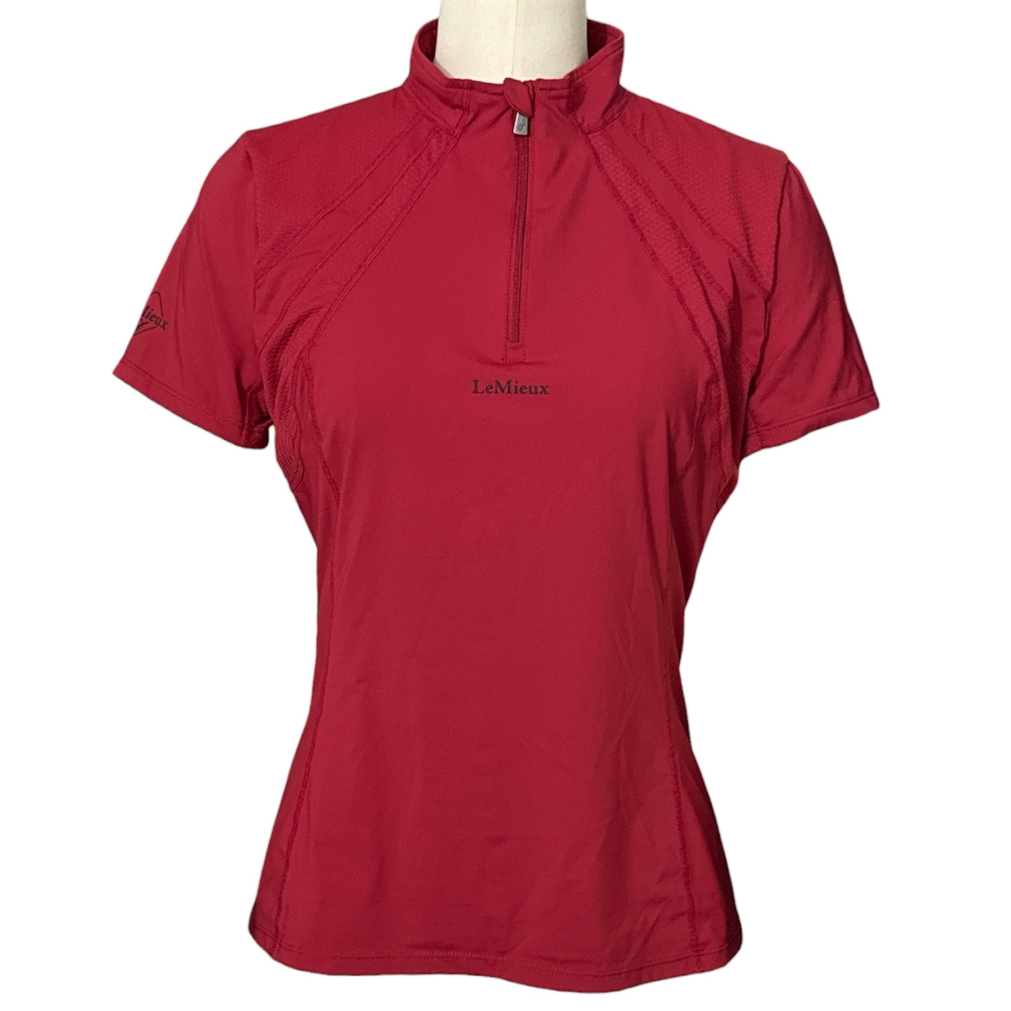 LeMieux Mia Mesh Short Sleeve Shirt - Berry Red/ Size US 8 (EU 40)