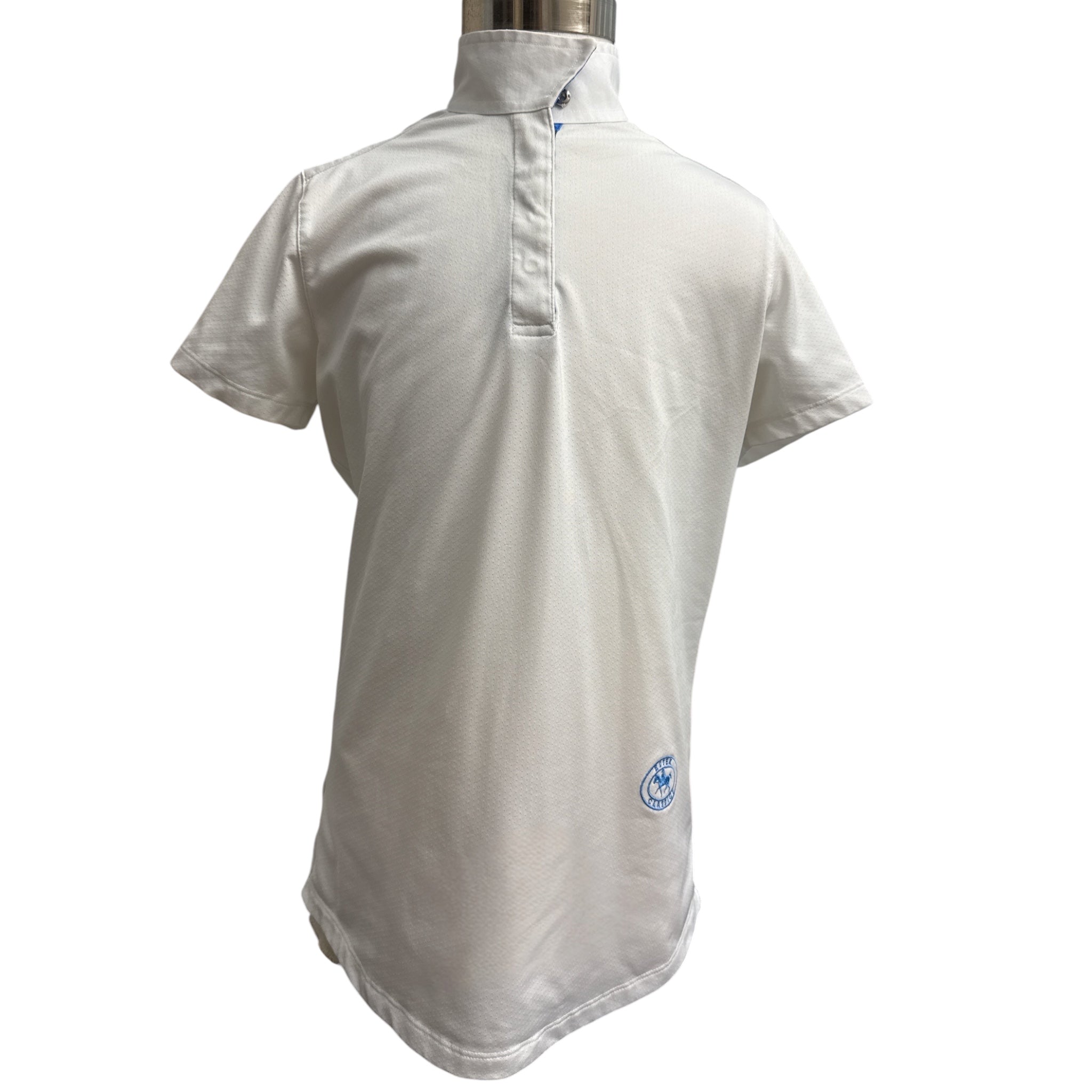 Essex Classics Girls Talent Yarn Short Sleeve Show Shirt - White / Blue Strutting Roosters Print / Size Youth XL