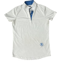 Essex Classics Girls Talent Yarn Short Sleeve Show Shirt - White / Blue Strutting Roosters Print / Size Youth XL