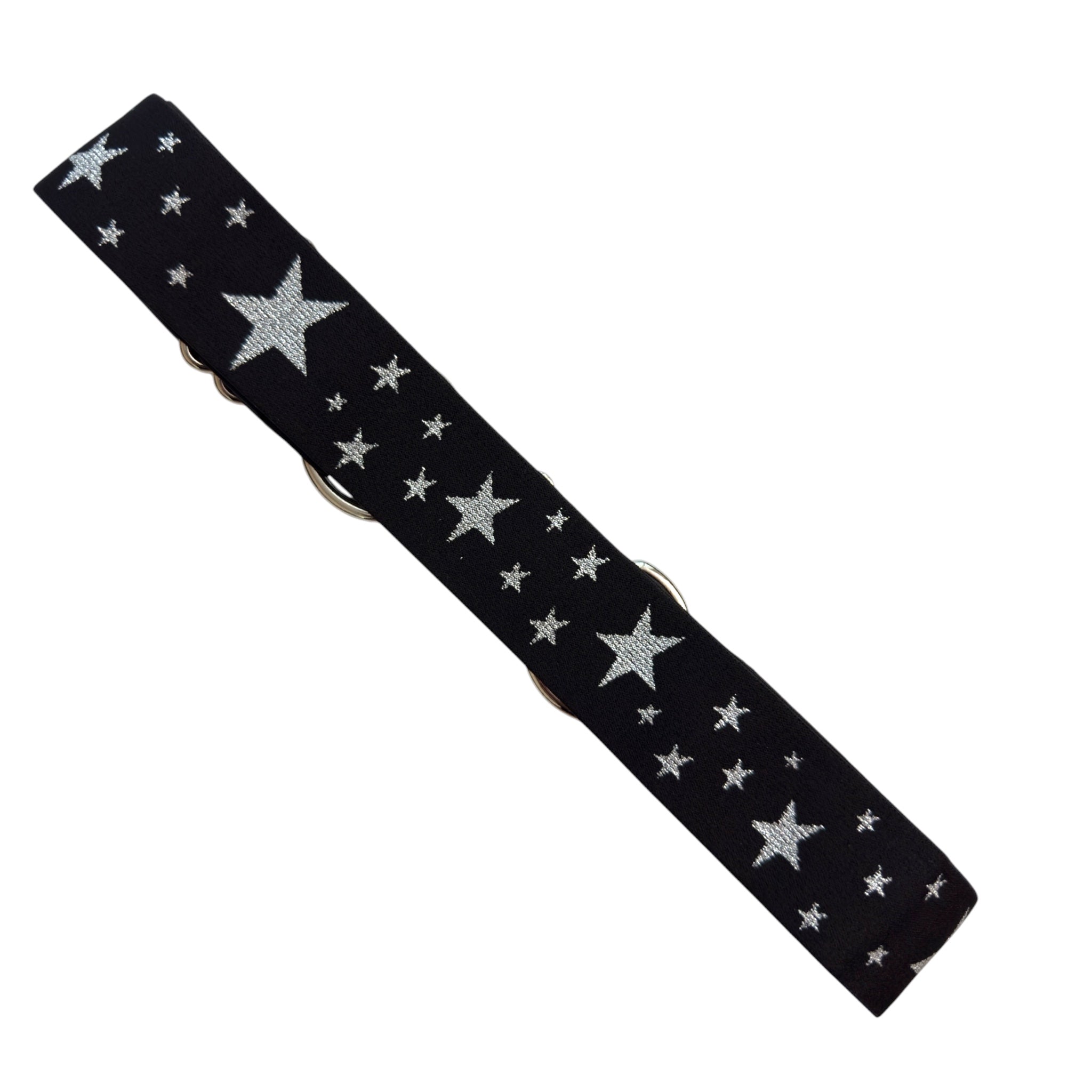Pesazia Stretch Bit Belts - Black & Silver Stars w/ Silver Snaffle  NEW