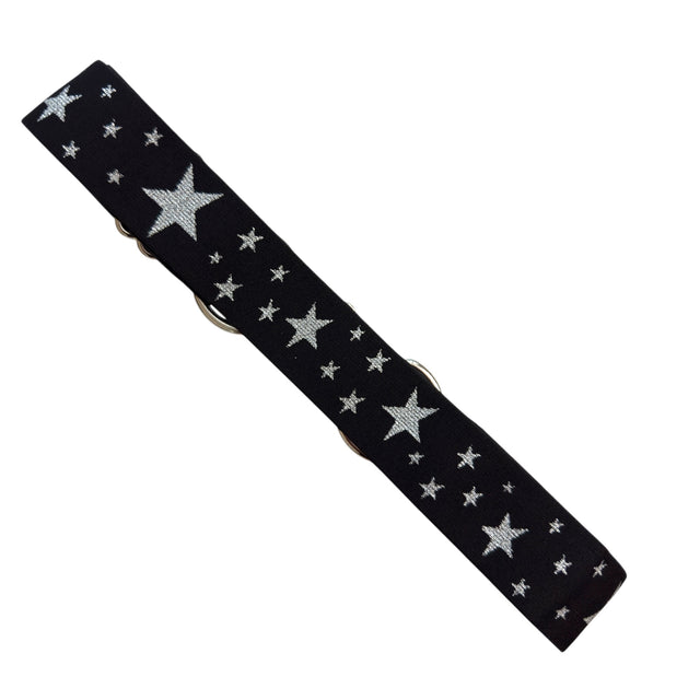 Pesazia Stretch Bit Belts - Black & Silver Stars w/ Silver Snaffle  NEW